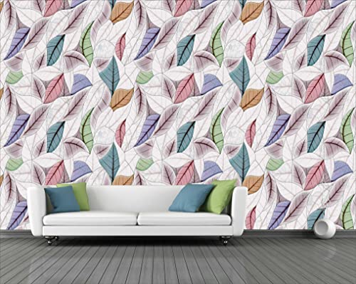 Image of CABANA HOMES Wall Stickers DIY Leaves Wallpaper for Home Decor (45 x 125 cm, 1 Roll) (6 sq. ft) Decorative Self Adhesive Living Room Decals Bedroom, White