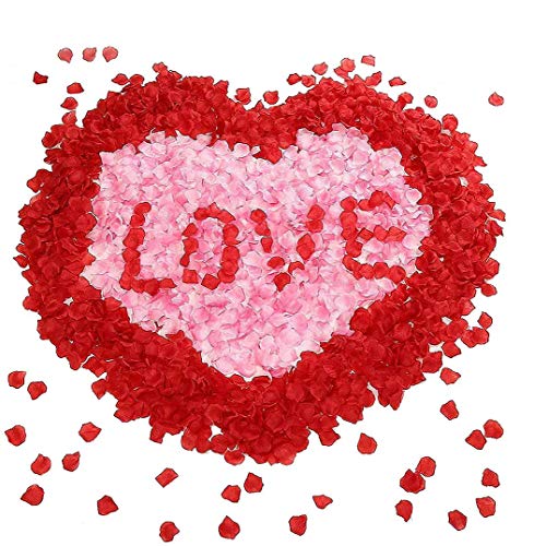 Sunerly 2000 Stukken 2 Kleuren Zijde Kunstmatige Rozenblaadjes Bruiloft Bloem Gunsten voor Bruiloft Gangpad, Confetti voor Feesten Romantische Nacht Valentijnsdag Bed Tafel Scatter Decoratie