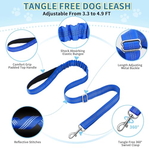 Lukovee No Pull Dog Harness and Leash Set, Soft Padded Small Dog Harness, Neck & Chest Adjustable Reflective Vest Puppy Harness with 4ft Lightweight Anti-Twist Dog Leash for Small Dogs (XXS, Blue) - Image 4