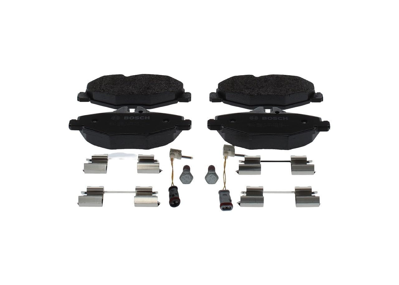 Bosch BP1197 - Pastiglie Freni Auto, Delantero - Calidad Bosch - Reducción de Ruido y Polvo - Certificación ECE-R90 - Sin Cobre - 1 Juego de 4 Pastillas - Con Accesorios