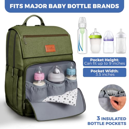 Image of PILLANI Baby Diaper Bag Backpack - Large Bag for Boys & Girls, Waterproof Diaper Backpack - Baby Shower Gifts for Boys - Toddler Diaper Bag with Changing Pad - Large Capacity, Wide Opening Easy Access