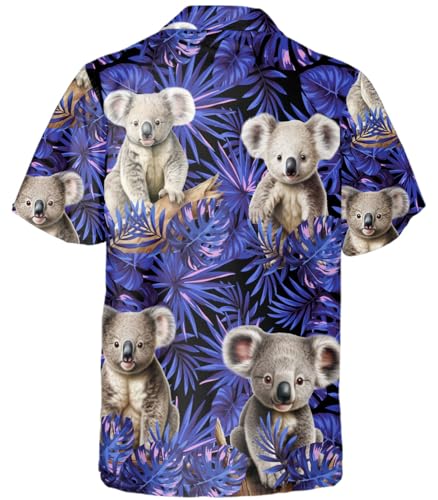 Koala Hawaiian Shirt for Men Funny - Hawaiian Shirts Short Sleeve - Mens Button Down Shirt Gifts for Animal Lovers2