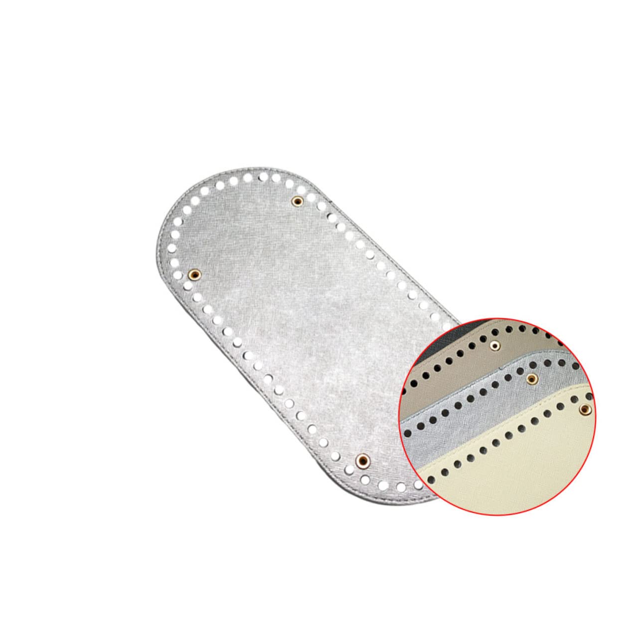 Operitacx DIY Knitting Crochet Base Purse Bottom Pu Leather Bag Bottom Base Silver Handmade Knitting Plate Bag Crochet Shaper Pad
