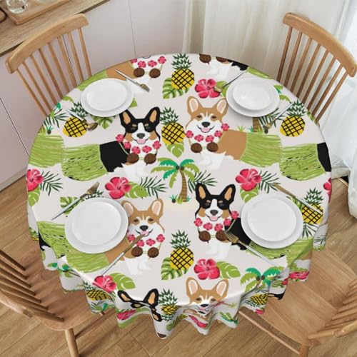 Nappe ronde hawaïenne Corgi 150 cm en polyester imperméable d'été - 2