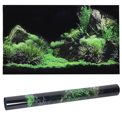 Joyzan Aquarium Poster, Unterwasser Welt Wanddekoration Aufkleber Hintergrund Dekorationen Bilder Photo Rückwand Selbstklebende Wallpaper Dekoratives Meeresboden Wasser Gras PVC Klebstoff Landschaft