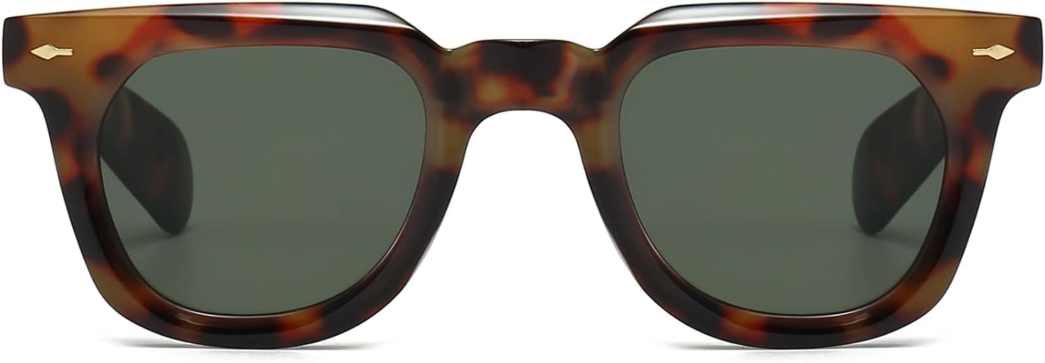 PORADAY Square Sunglasses for Women Men Trendy Thick Frame Sun Glasses Black Shades - Image 3