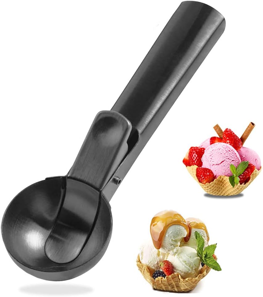 Ice Cream Scooper Stainless Steel, Cookie Scoopwith Trigger Heavy Duty Metal Icecream Scoop,Cookie Scoop Large Size Perfect For Frozen Yogurt, Gelatos, Sundaes (C-Gold)