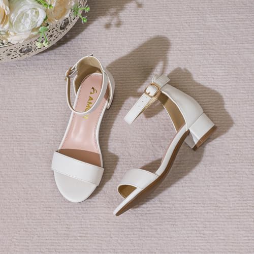 Image of Amoji Girls High Heels Kid Ankle Strap Dress Shoes Wedding Party for Little Kid Big Kid 412