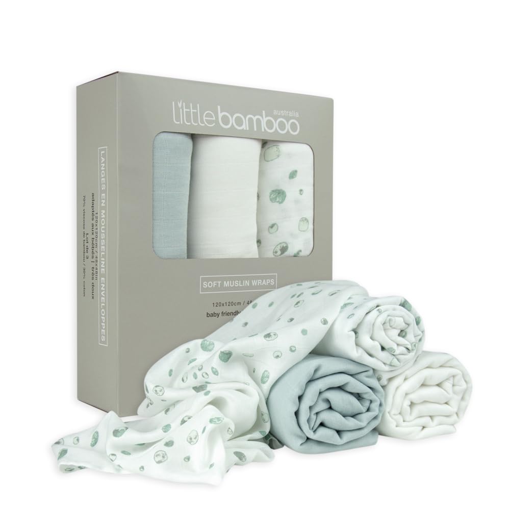 Little Bamboo Baby Wrap Zestaw 3 teli mussola 120x120 cm Grigio Whisper