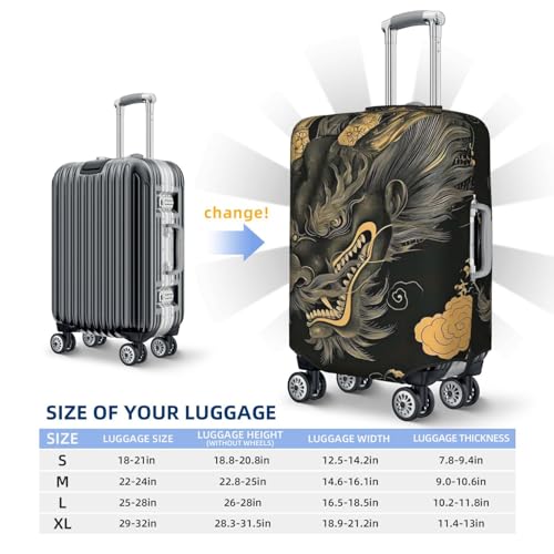 UNIOND Travel Luggage Cover Elastic Washable Flying Dragon Painting Suitcase Cover Protector Fashion Stretch Baggage Covers Dustproof Suitcase Sleeve Fits 18-32 Inch Luggage Small, Black2