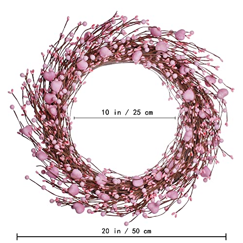 J’floru Valentine’s Day Wreaths For Front Door, 20”Valentine’s Day Wreath With Cute Hearts And Berries Valentine’s Day Gifts Anniversary Wedding Decorations (Pink) #TOP1
