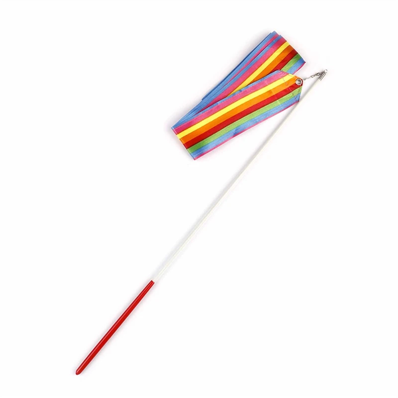 Bacchetta da Ballo con Nastro, 6m Nastri da Palestra Colorati Nastro da Danza Arte Ritmica Ginnastica Balletto Streamer Asta Girevole Bastone Allenamento(Multicolor)