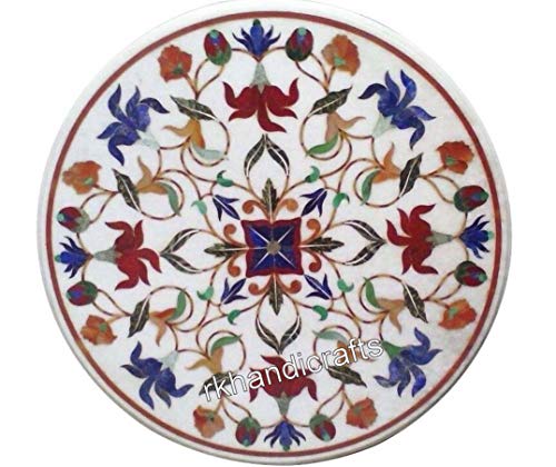 18 x 18 Inches Round Marble Coffee Table Top Inlay Sofa Side Table wit 18 x 18 Inches Round Marble Coffee Table Top Inlay Sofa Side Table wit