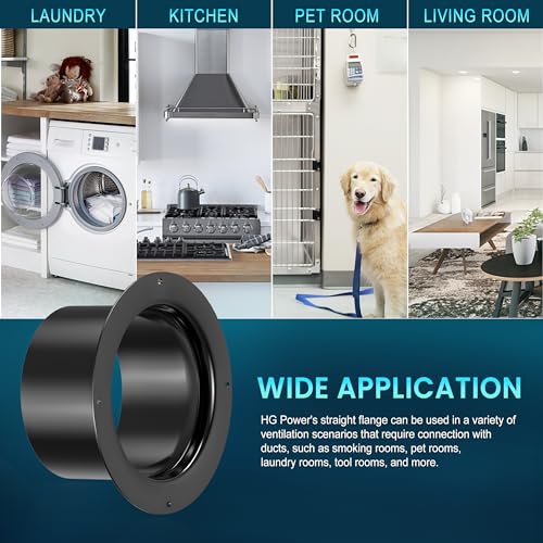 HG Power 75mm Kanalverbinder Flansch Kunststoff Wandflansch Verbinder ABS Gerader Rohrflansch für Lüftungssysteme Kanalanschlüsse, Schwarz