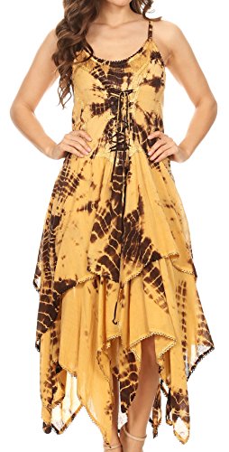 Image of Sakkas Annabella Corset Bodice Handkerchief Hem Dress