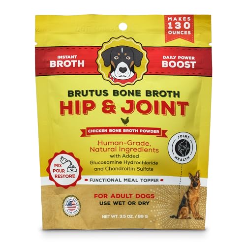 Brutus Bone Broth Hip and Joint Meal Toppers for Dogs Mega Pack (Chicken) - Bone Broth Powder with Chondroitin, Glucosamine & Turmeric - Makes 130oz of Liquid Bone Broth