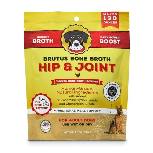 Brutus Broth Dog Food Topper - Instant Bone Broth Powder for Dogs - Supports Hip and Joint Function - Human-Grade Quality, Serve Dry or Wet - Chicken Flavor, 3.5 oz (Pack of 1)