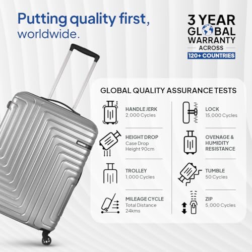 Image of American Tourister Ivy NXT|Large Size Check-in Spinner Trolley Bag (79 cm)|360 4 Wheel Travel Luggage|Hard Case Polycarbonate (PC) Suitcase|Mounted TSA Lock|Silver