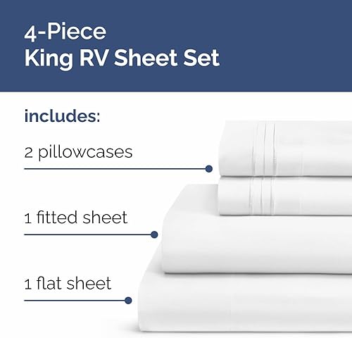 Miniatura 2 de Juego de sábanas tamaño King para RV de 72" x 80" - Sábanas de 4 piezas para cama RV Short Queen - Ultra suaves, transpirables y refrescantes -