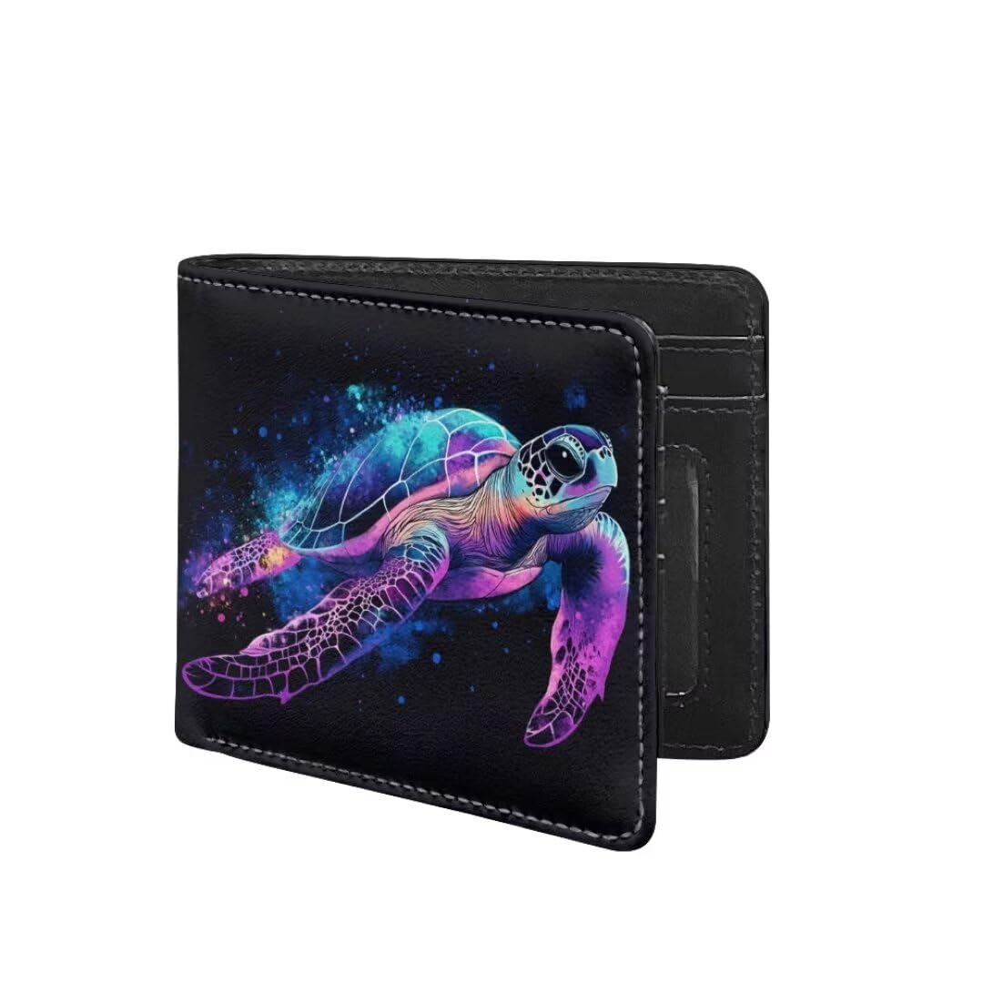 Coldinair Colorful Sea Turtle Wallet for Teen Boys Kids Purse Wallets Leather Kids Boys Bifold Wallet for Children Teenager
