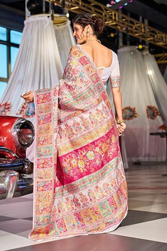 Image of SWORNOF Women's kanjivaram banarasi silk saree for Patola festival Wedding silk with rich pallu Design sarees for women with blouse piece