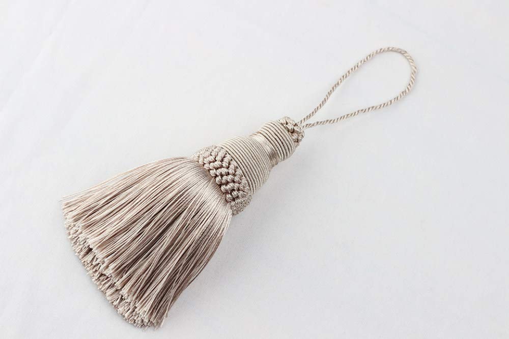 Corde à Suspendre en Soie avec Franges et Pompons pour décoration de vêtement, Pompons clés pour embellir Les Accessoires de Rideaux (Beige foncé 6 pièces)