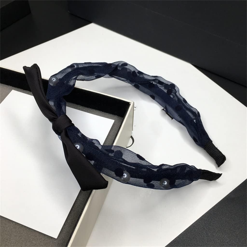 Hairband Bowknot Pearl Beaded Headband Narrow Side Hairpin Going Out with Hair Bundle (Color : E, Size : 1)
