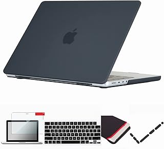 Se7enline Compatible with 2023 2022 2021 MacBook Pro 14 inch Case Frosted Hard Shell Laptop Cover for Mac Pro 14-inch Model A2442 A2779 M2 M1 Pro/Max &Keyboard Skin &Screen Protector &Dust Plug, Black