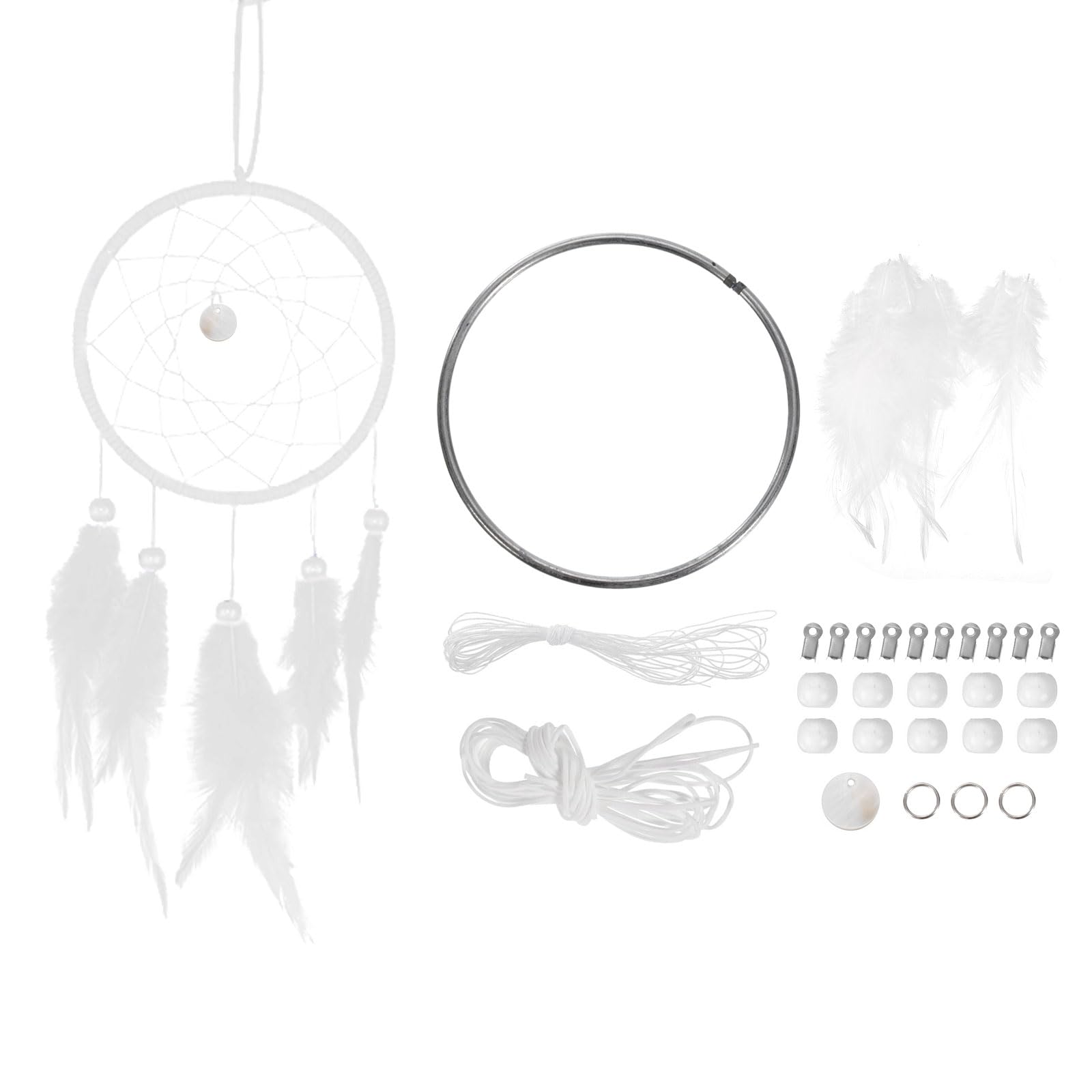 PATIKIL DIY Dream Catcher Kit, Making Dream Catcher Supplies Wall Hanging Handmade Dream Catcher Kits for Beginner Style 3, White