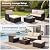 Devoko Patio Sofa,Outdoor Furniture Set 4 Pieces,Wicker Sectional Couch with Glass Desktop and 75.9in Wide Backrest for Backyard, Deck,Porch & Poolside(Black)