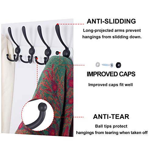 image for Dseap Wall Mounted Coat Rack - 5 Tri Hooks, Heavy Duty, Stainless Stee