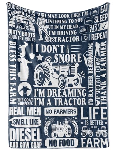 Huglanket Farmer Gifts for Men, Flannel Blanket...