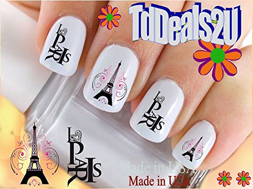 Country Flags - I Love Paris Nail Decals - WaterSlide Nail Art Decals - Salon Quality! DIY Nail Manicure