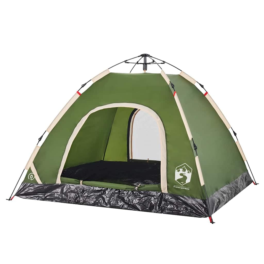 Tenda da campeggio per persone verde a cupola con sistema di sgancio rapido, tenda pop-up impermeabile, tenda da trekking ultraleggera con zanzariera, antivento, per campeggio, festival ed