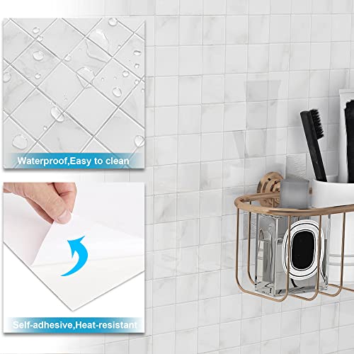 Benice Peel And Stick Backsplash Tile For Kitchen Rv Backsplash,Mosaic Tiles For Bathroom Peel And Stick Tile Shower Tile Waterproof(Carrara White 5Pcs) #TOP4