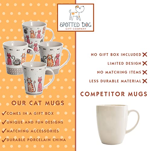 Tea Mugs For Women, Men And Kids - Ceramic Coffee Mugs Set Of 4 - Fun Coffee Mugs - Cat Lovers Gifts - Dishwasher & Microwave Safe, 360Ml / 12.2Oz, 4 Pieces (Happy Cats, Multicolor) #TOP5