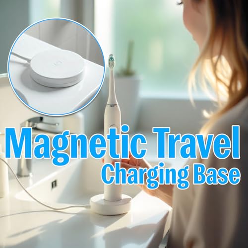 Image of 2 Pin 240V Model 3768 Replacement Charger Base Compatible with Braun Oral B iO Series 7 Series 8 Series 9 Electric Toothbrush, Magnetic Travel Charging Base - Travel Friendly