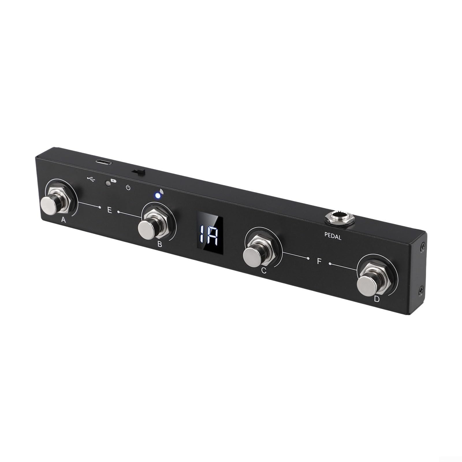 4 botones para controlador de pie midi inalámbrico, modo host USB, construcción de metal, 12 horas, para la duración de la batería, equipo de estudio