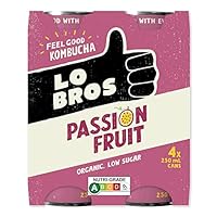 Lo Bros Organic Kombucha Passionfruit Drink 250ml x 4 Pack Cans