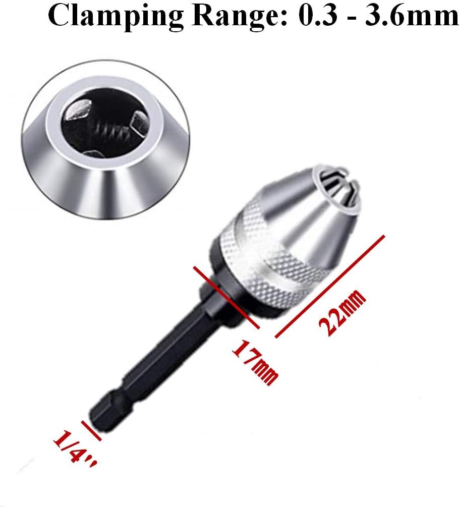 aiyun Drill Chuck Adapter - 2Pcs Drill Chuck for Impact Driver, Drill Bit Adapter Keyless Chuck 1/4 Hex Shank (0.6-8mm,0.3-3.6mm)