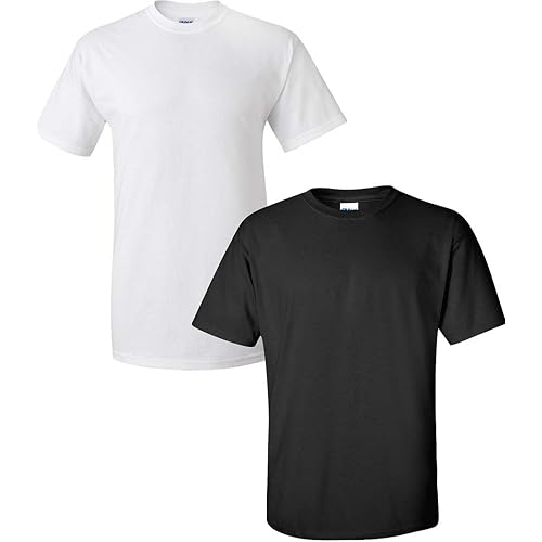 Gildan Men's Ultra Cotton T-Shirt, Style G2000, 2-Pack LRG-White+Black