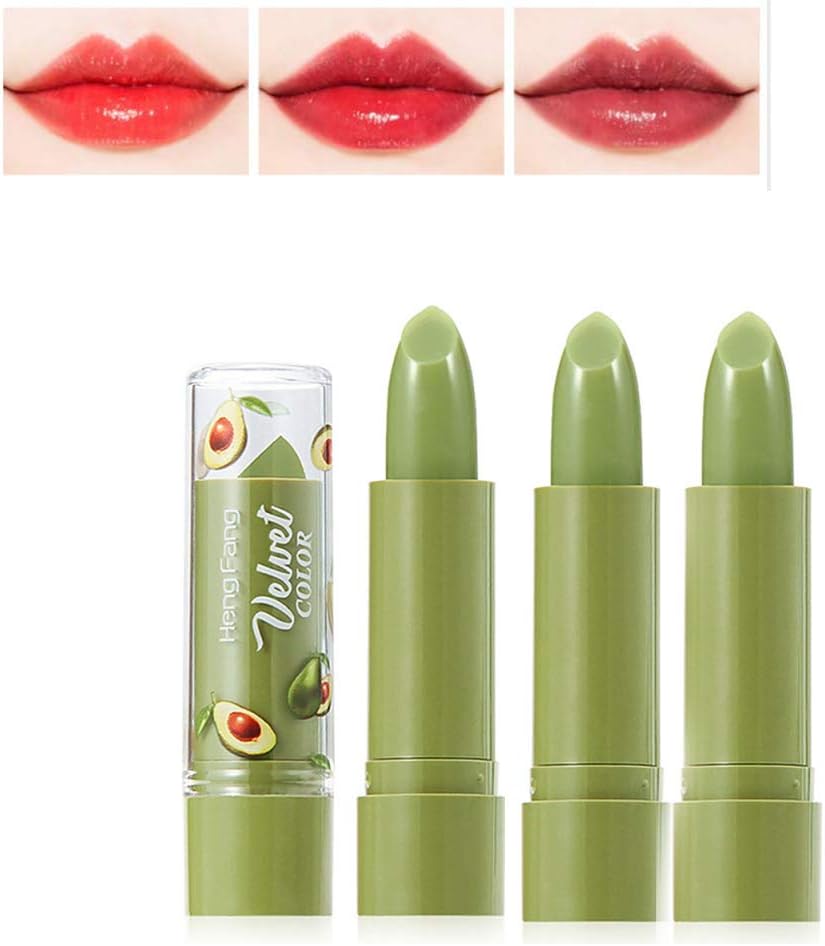 Avocado Lipstick Moisturizer Lipstick Long Lasting Nutritious Lip Balm Lips Color Change Lipstick non-stick color lipstick-3 PCS
