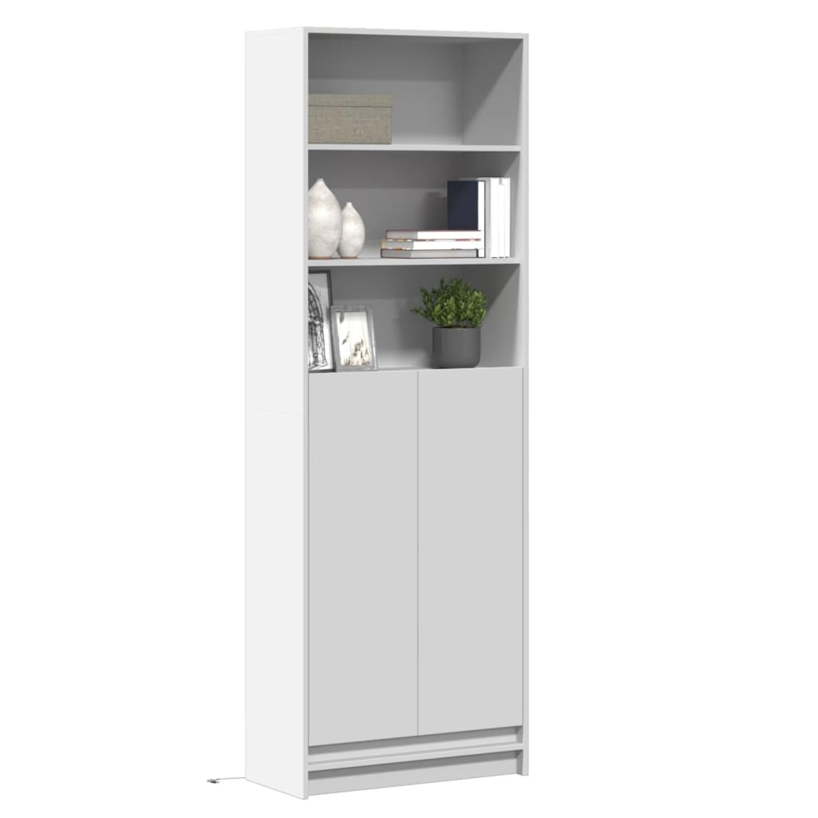 Gecheer Mobile con Luci LED RGB, Credenza con Illuminazione LED Moderna 69x32,5x200 cm in Truciolato, con Spazio di Conservazione e Ante per Soggiorno e Casa