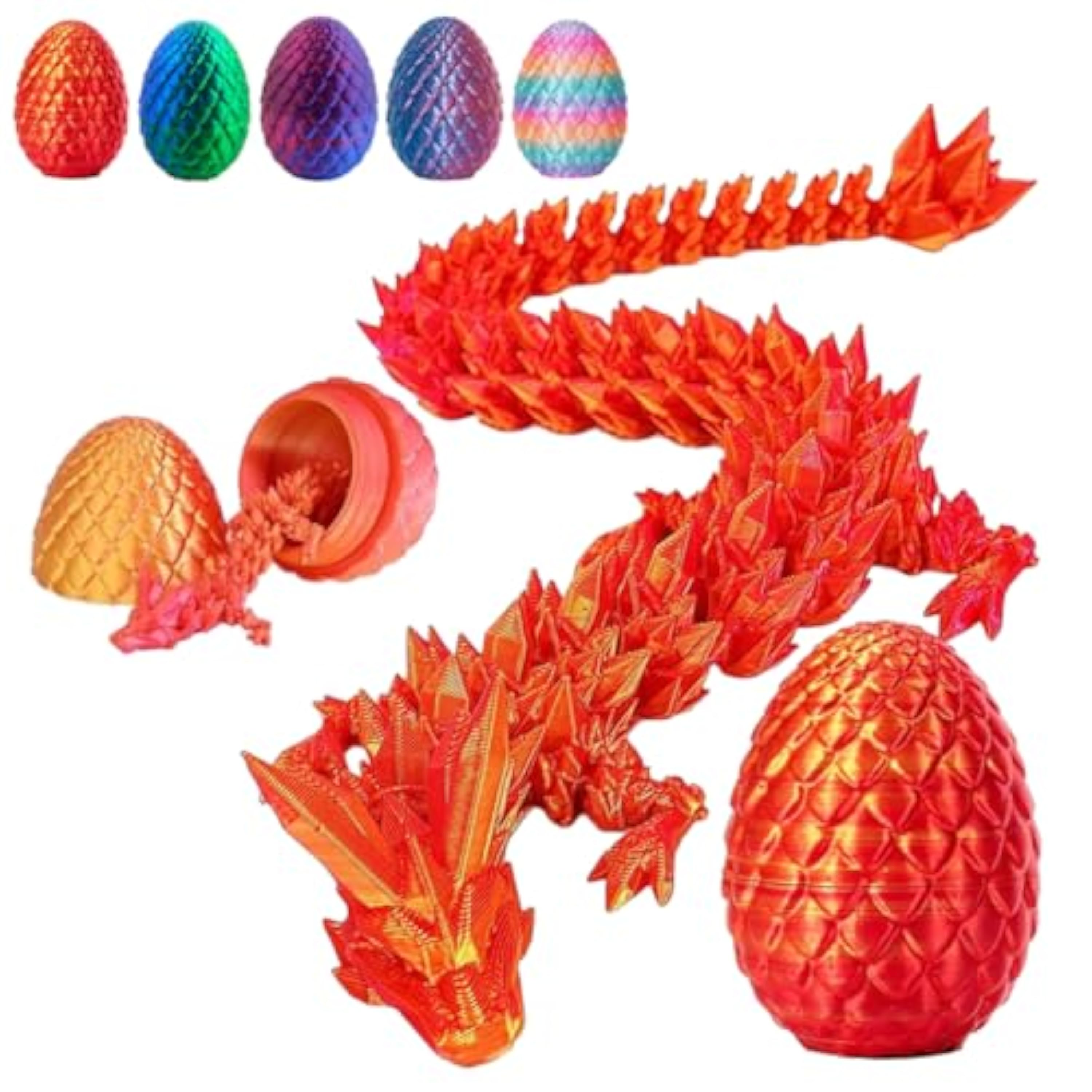 Dragón con 3D-Misterioso Huevo de Dragón con 3D y Criatura Articulada|Dragón Impreso en 3D Robusto y Realista|Figura de Colección y Juguete Fidget Antiestrés|RegaloOriginalHuevosdePascua y Decoración