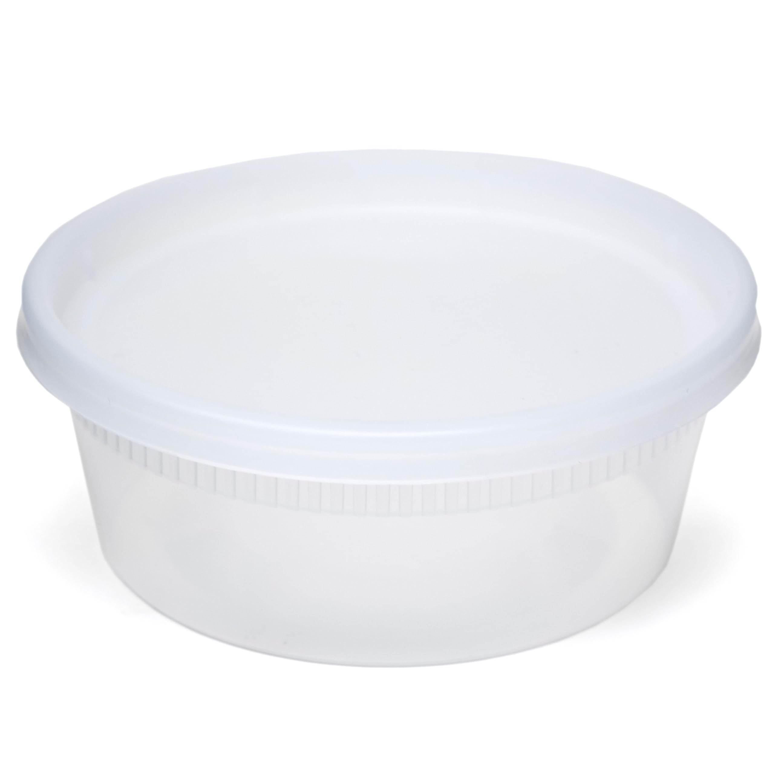 Set of 2 Newsprint YL2508 Detainer Clear Round Deli Container Combo Pack 240/CS, 8 oz.