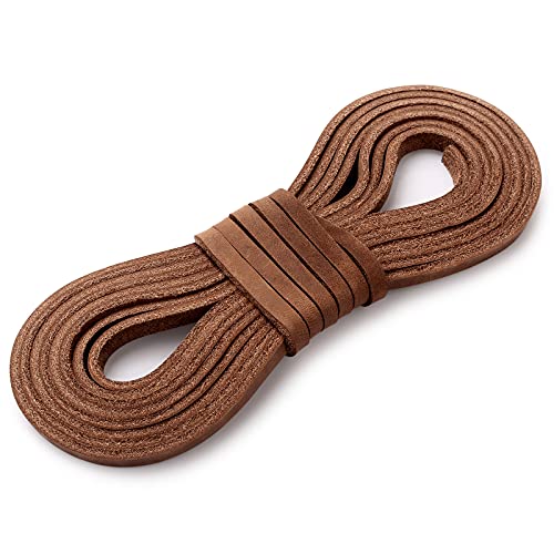 Teeliy 3Mm Flat Genuine Leather Cord, Strip Cord Braiding String Tan For Jewelry Making, Leather Shoe Lace, Arts & Crafts (Crazy Horse Brown_3Mm_5Yards) #TOP3
