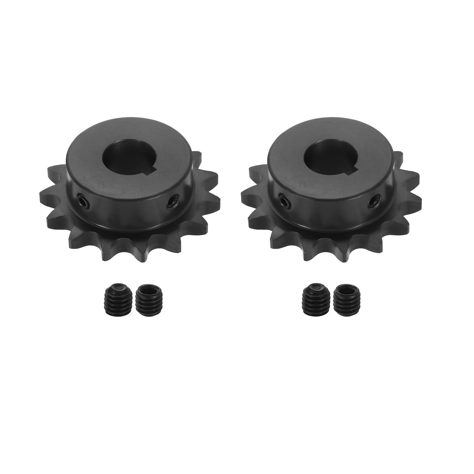 QUARKZMAN 2 Pcs #40 Cadena Rodillos Piñón 15 Dientes Y Orificio 3/4", Acero Al Carbono C45 ANSI #40 Piñón Para Cadena Rodillos Agujero Redondo Y Tornillos Fijación Para Cadena ISO 08A