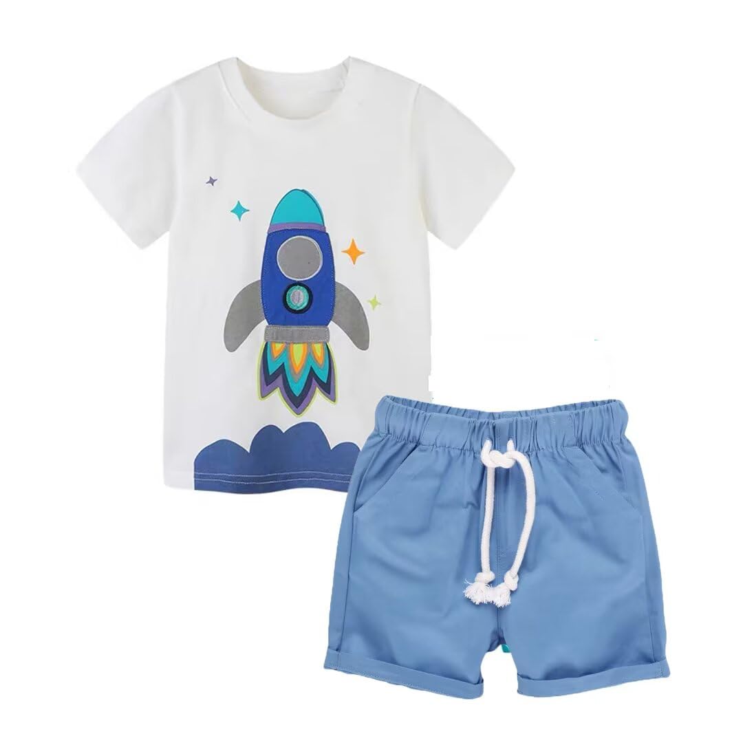 BIBNice Toddler Boy Clothes Kids Summer Cotton Outfits Shirt Short Sets Size 2-7