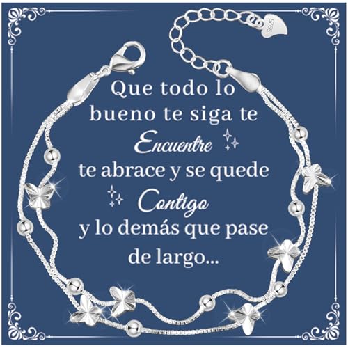 YELUWA Regalos Originales para Mujer 2 En 1 Mariposas Pulsera, Regalo Mujer Pulsera Mujer Plata Pulsera Amistad Originales Regalo Mujer Cumpleaños Regalos para Mujer Hijas Amigas Hermanas Novias Mamá