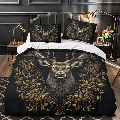 Parure de lit double en microfibre résistante, housse de couette forêt 3D hypoallergique